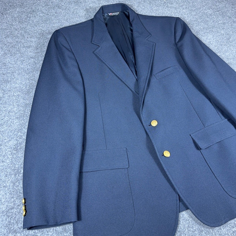 Hardwick Clothes Mens Navy Blue Blazer Gold Crest Buttons Sport Coat USA Made